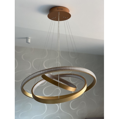 Złota wisząca lampa LED ring 80cm 112Watt L130